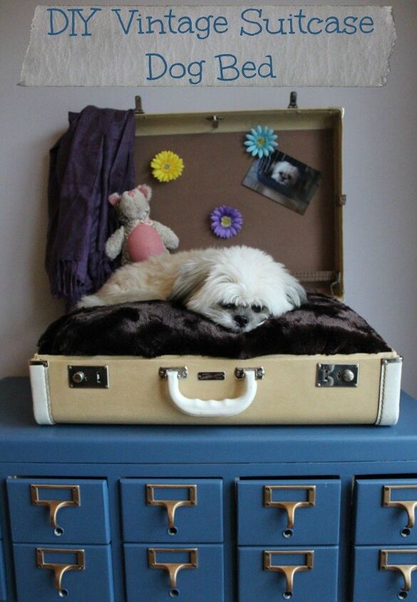 diy vintage suitcase dog bed